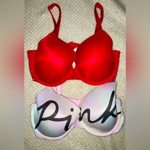 Victoria Secret Pink bundle/Lot of 2 lightly padded bras women size 36DD